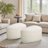 Caras Upholstered Beige Triangular Compression Ottoman No Assembly Required (Set of 2)