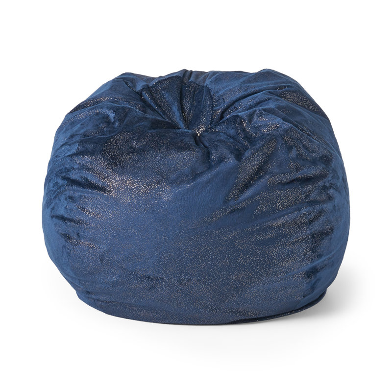 Clinger bean bag, 25" H x 34" W x 34" D, Navy/Silver Velvet
