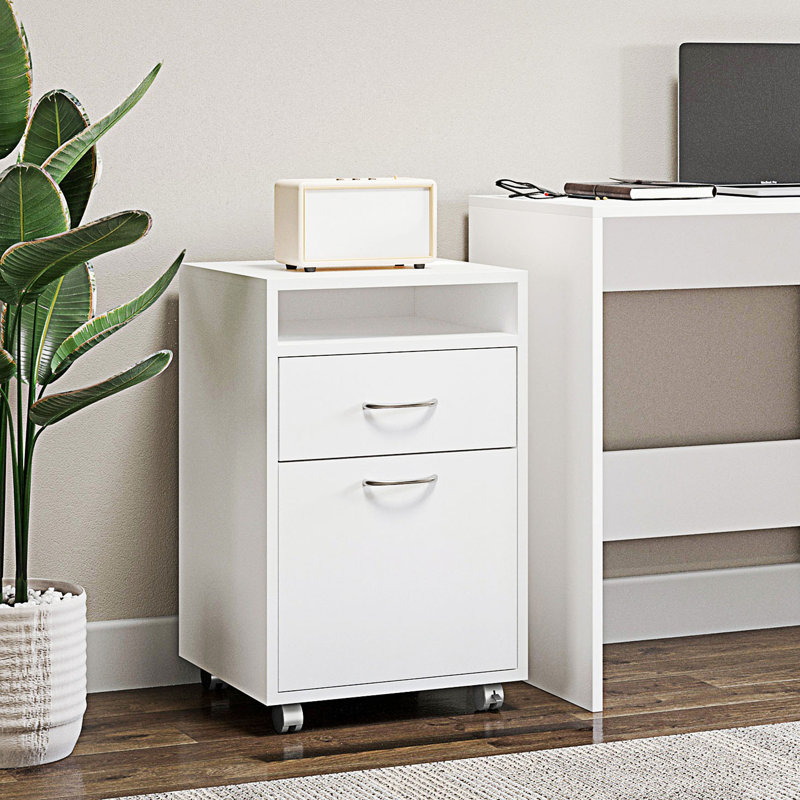 Mobile Storage Cabinet Organizer With Drawer, Entryway Cabinet, White