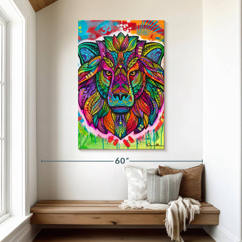Lion psychédélique Brampt, H 48 po x l 32 po