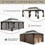 Pavillon de jardin 14 pi x 22 pi - brun, structure en aluminium, double toit en acier galvanisé, système de gouttière, rideau et filet de patio en métal, brun. Dessus en aluminium. Système. Protection de la vie privée