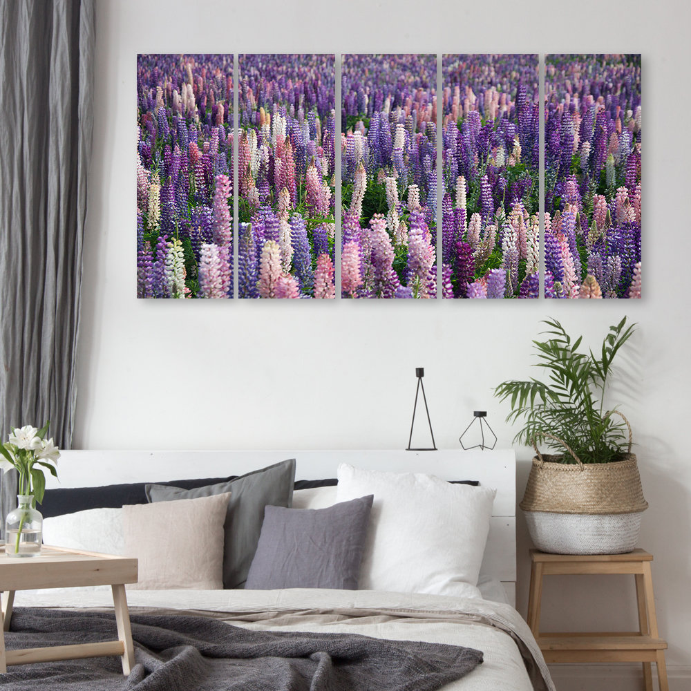 Leinwandbild Blumen Wiese Lila