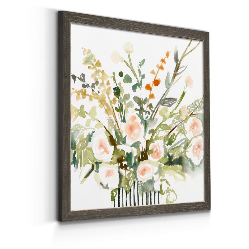 " Foraged Flowers I ", 27.5" H x 27.5" W x 1.5" D, Gray Framed Canvas