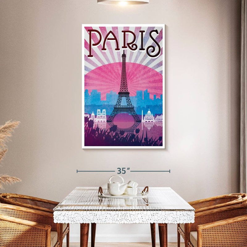 Affiche rétro Paris Paris Eiffel, H 48 po x l 32 po
