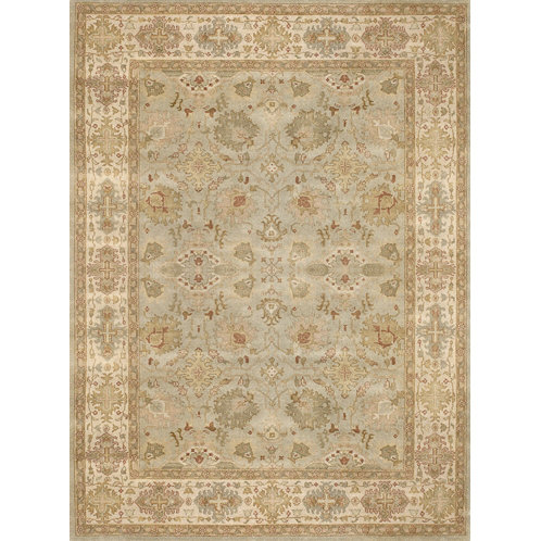 Kamala Wool Oriental Area Rug in Beige/Olive, Rectangle 2' x 3'