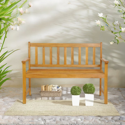 Wooden 2 Seater Garden Bench With Arm Rests