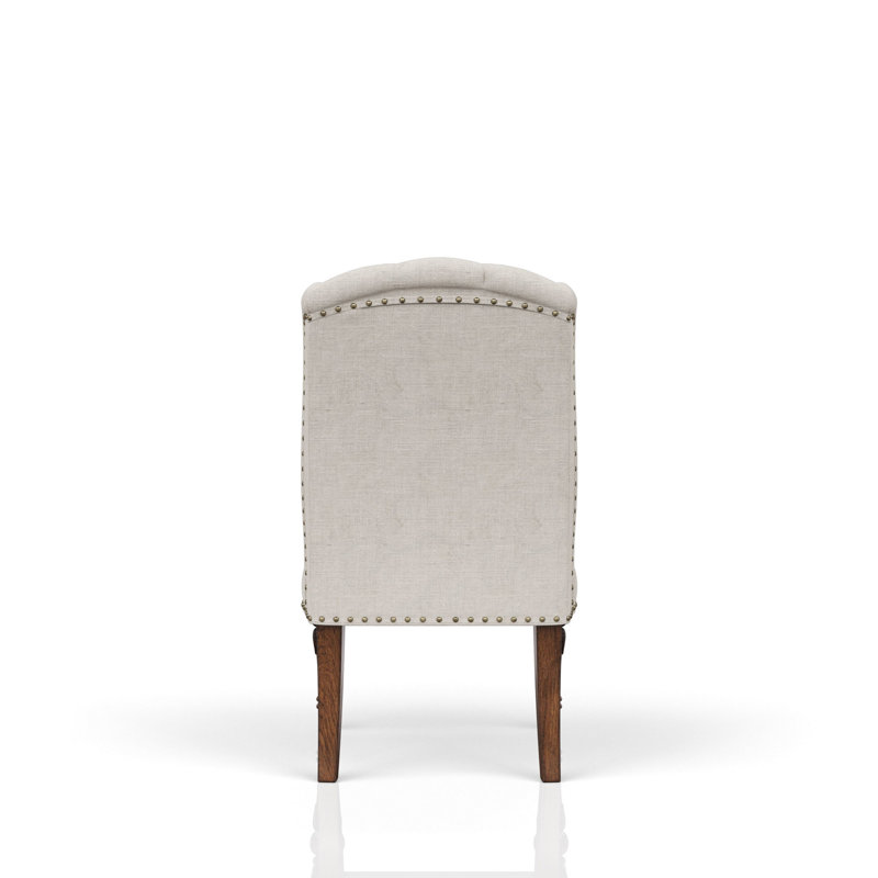 Fauteuil à oreilles rembourré pour salle à manger, gris, construction stable