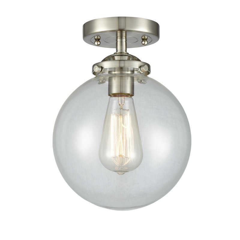 Felica Glass Semi Flush Mount, Brushed Satin Nickel, Clear