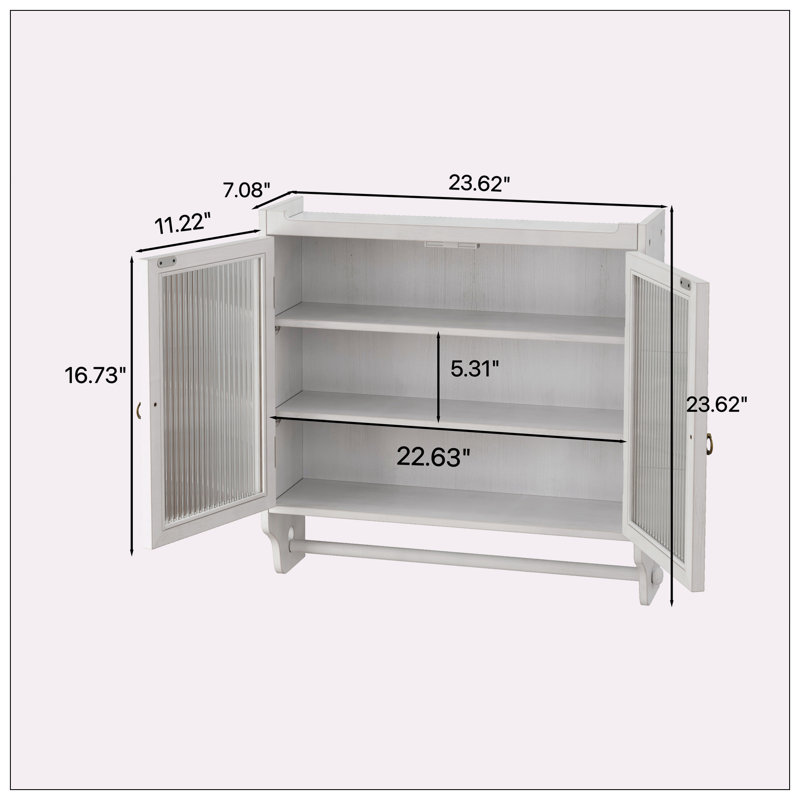 Armoire murale avec porte-serviettes 24,8 po, Blanchies