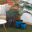Jardinières rondes en métal émaillé bleu avec incrustation dorée et support, ensemble de 2: 9 po, 12 po-1648610512