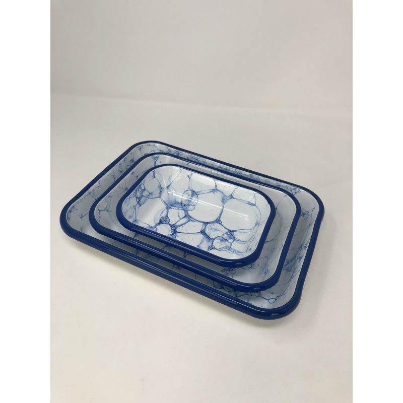 Ivy Bronx Brogel Platter, 4cm H x 26cm W x 18cm D, White/Blue