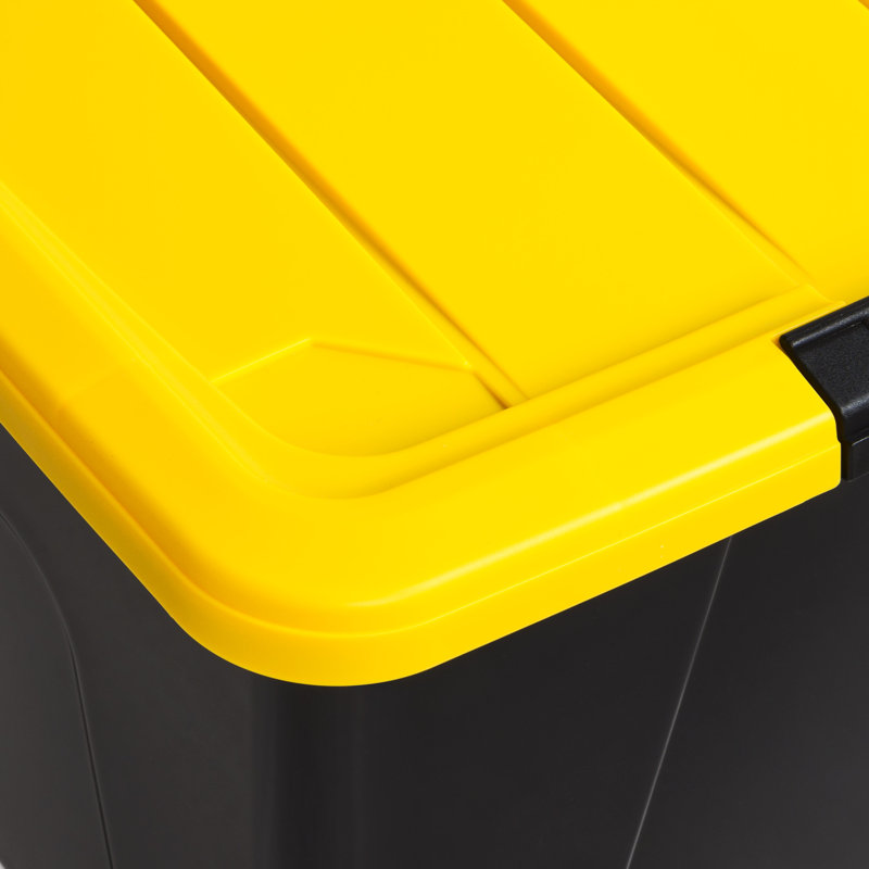 60qt Latching Storage Bin Black w/ Yellow Lid