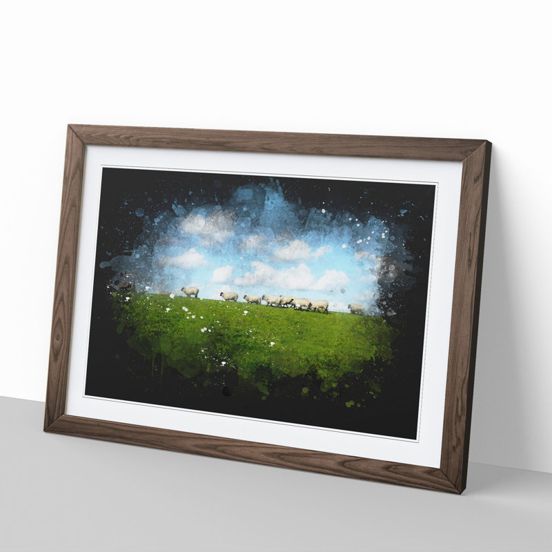 Flock of Sheep Vol.4 - Picture Frame Graphic Art, Walnut Framed, 48cm H x 65cm W x 2cm D