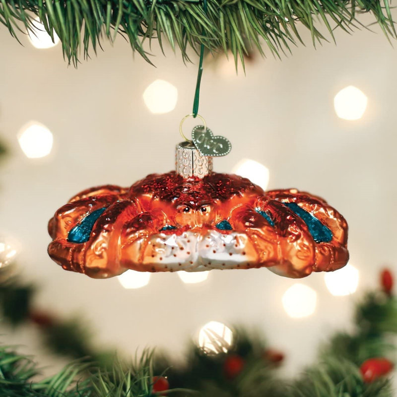 Ornement en verre soufflé Old World Christmas pour arbre de Noël, crabe royal