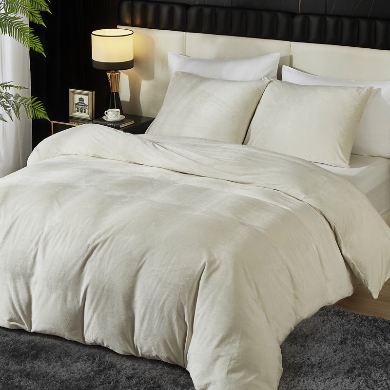 Ensemble de housse de couette en velours 3 pièces Housse de couette de luxe, Housse de couette pour très grand lit et 2 taies