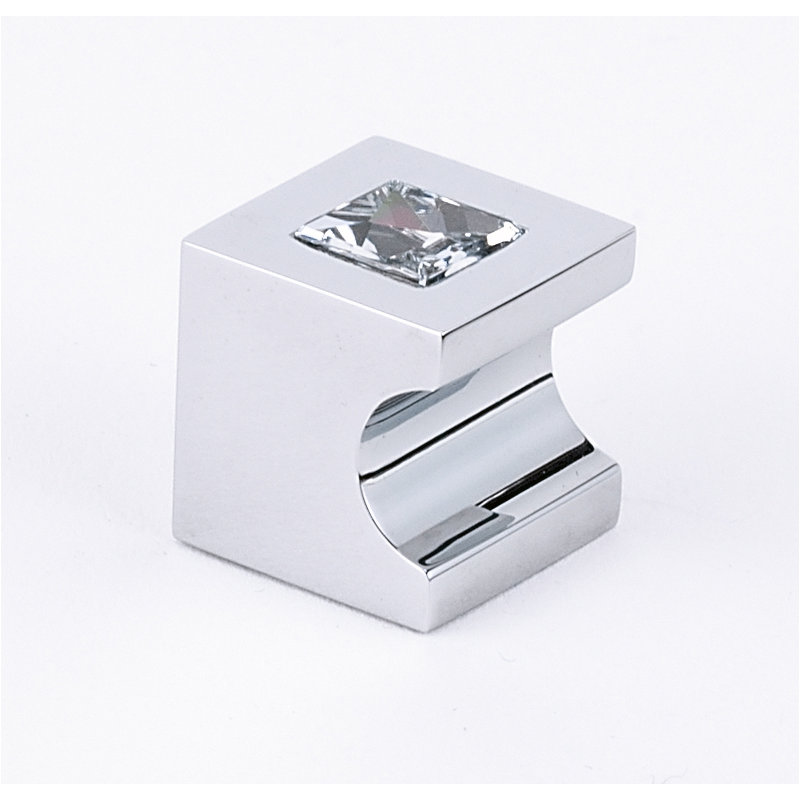 Swarovski Crystal Square Knob, Polished Chrome, 0.75" H x 0.75" W x 0.75" D