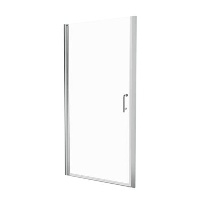 36 In. To 37-3/8 In. X 72 In Semi-Frameless Pivot Shower Door In Chrome With Clear Glass