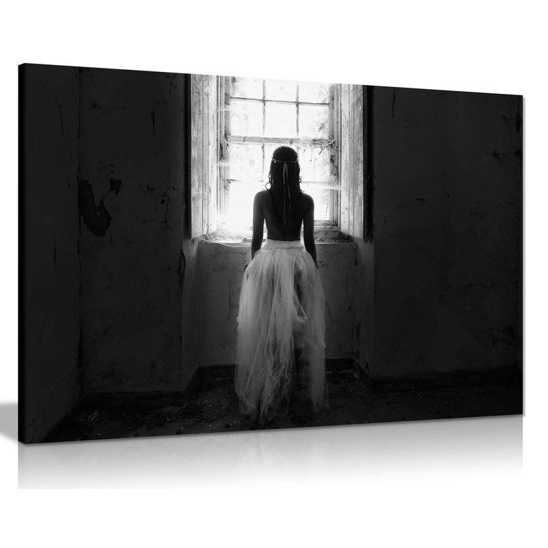 By The Window Woman Behind Artistic - Wrapped Canvas Art Prints, 46cm H x 31cm W