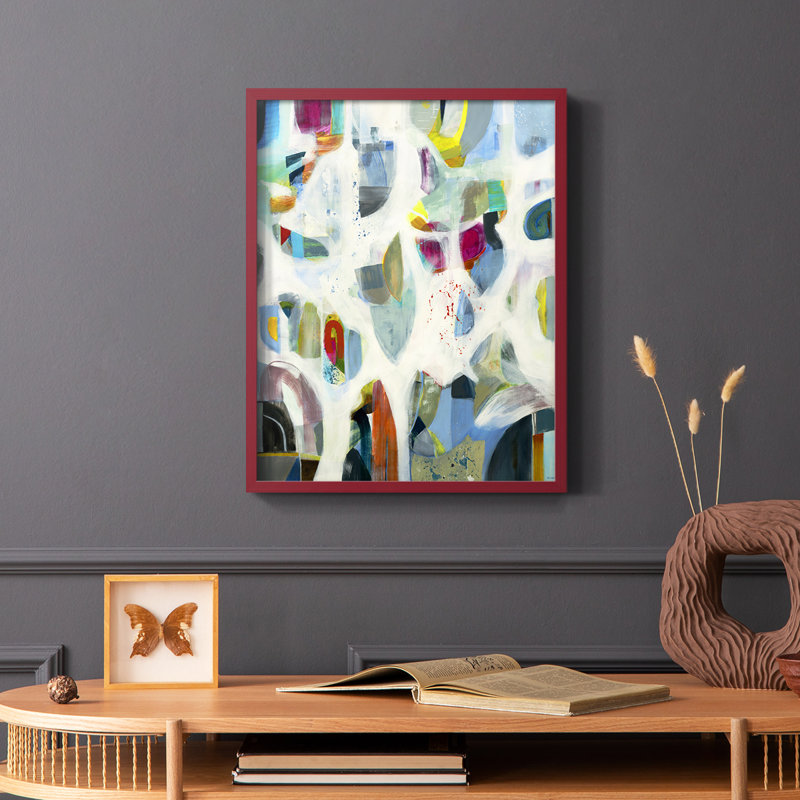 Reproduction encadrée Interaction - bois massif, Rouge, H 10 po x l 8 po