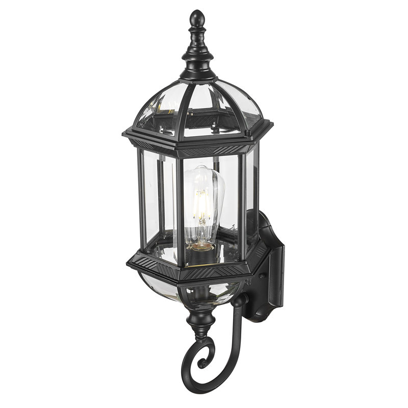 Lanterne murale d'extérieur 1 lumière 21,5 po Grenville, Noir mat