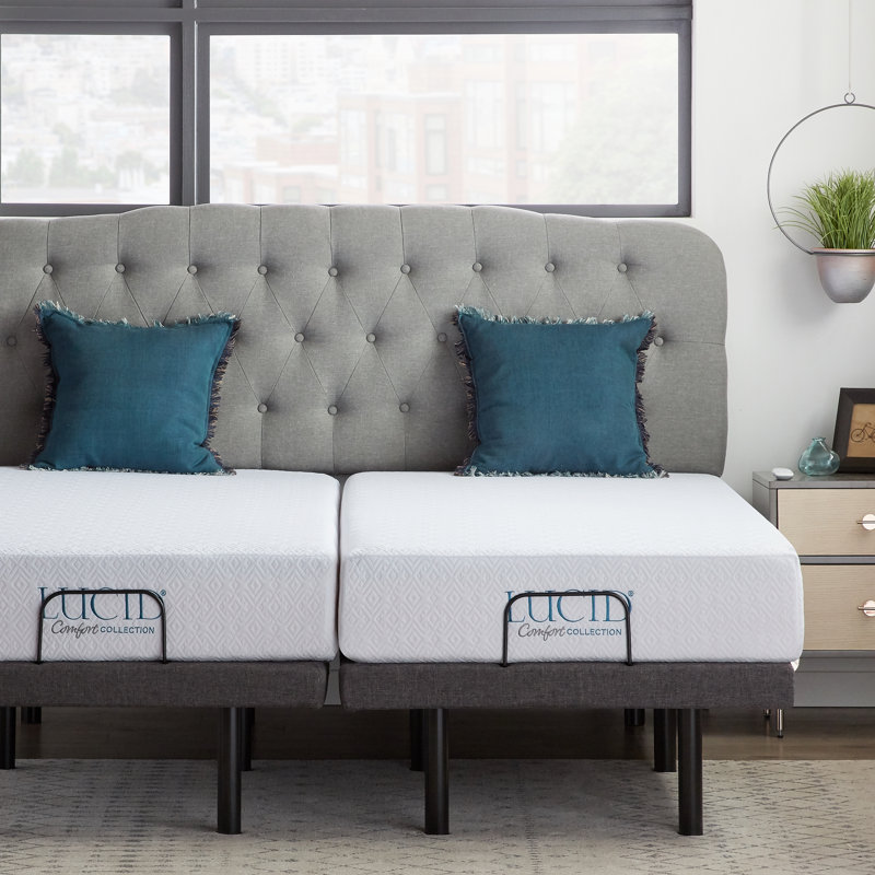 Lucid Comfort Adjustable Bed with 10" Memory Foam Mattress, Split King