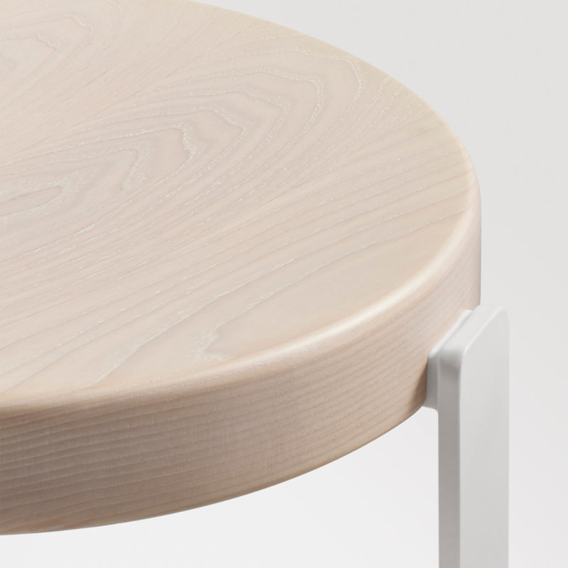 Unit Accent Stool, Whitewashed Ash/White
