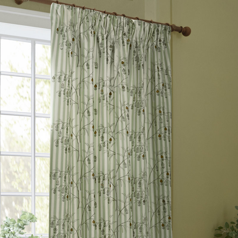 Chinese Lanterns Room Darkening Curtain Panel Pair, Green, 89.76cm Width x 228cm Drop