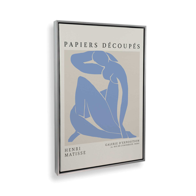 Blue Nude II Matisse, affiche d'art, H 18,75 po x l 12,75 po x P 1,75 po, Cadre flottant en chrome poli