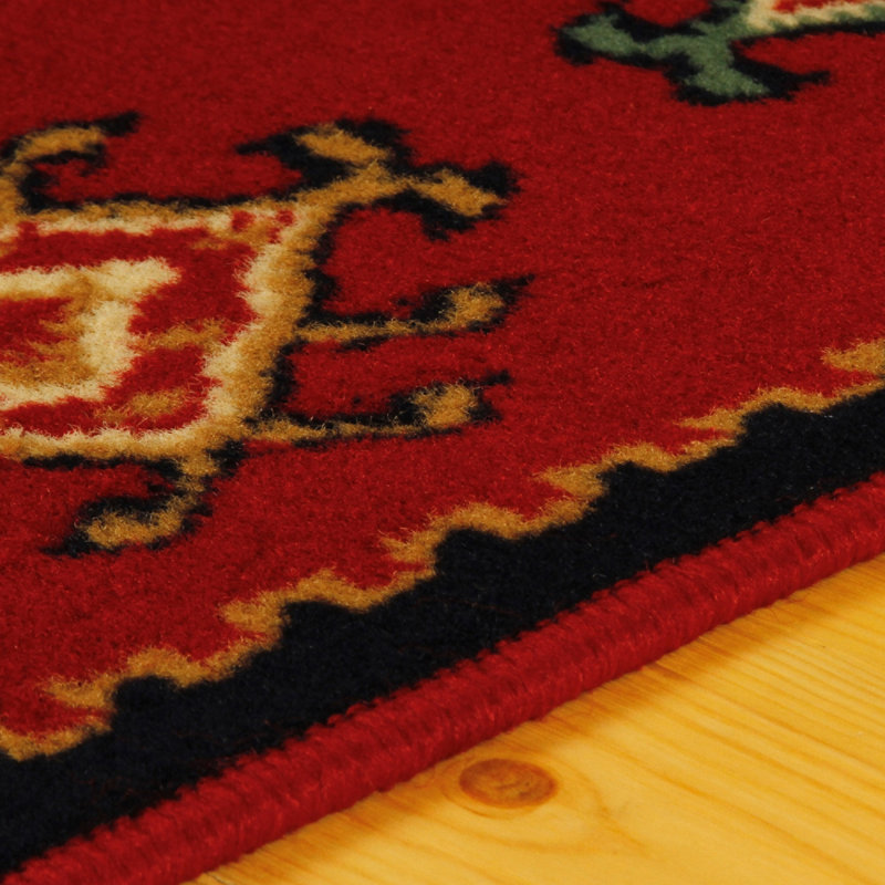 Padillo Geometric Area Rug, Rectangle 6' x 9', Red