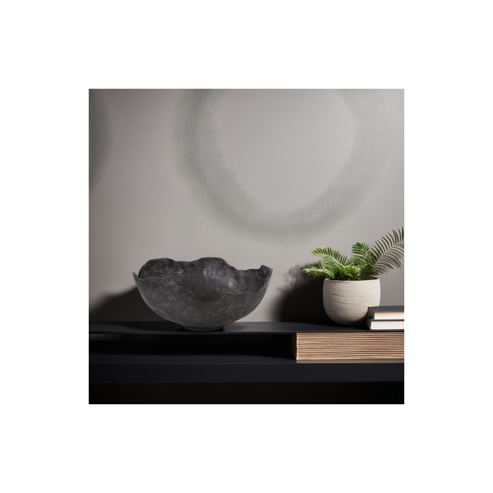 Thacker Rough Wash Grey Round Large Bowl