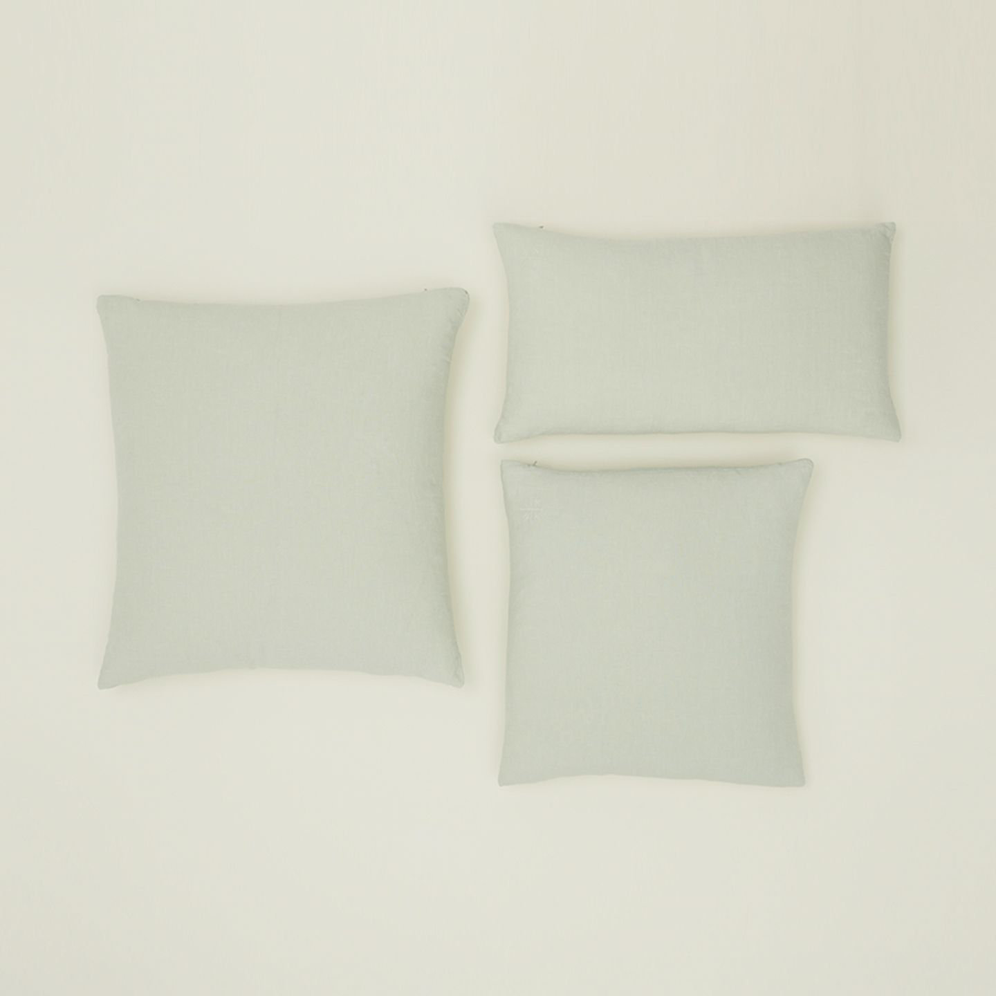 Simple Embroidered Linen Throw Pillow, Sage, Square 18"