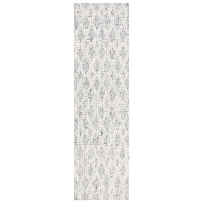 Tapis géométrique en laine touffeté à la main Sohanny, Tapis de couloir 2 pi 3 po x 8 pi
