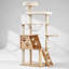 Arbre à chat de 136 cm avec perchoir capsule transparent, poteaux à griffer en sisal et échelle d'escalade pour jouer et se reposer à l'intérieur