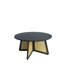 Bot Round Black Coffee Table with Base Cane Inlay – Modern Wood Accent Centerpiece