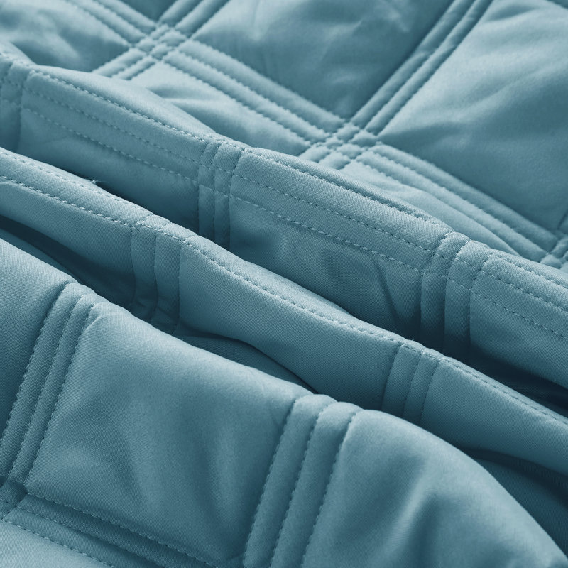 3 Piece Charleston Down Alternative Quilts Set, Smoke Blue, Twin coverlet + 1 Pillow Sham