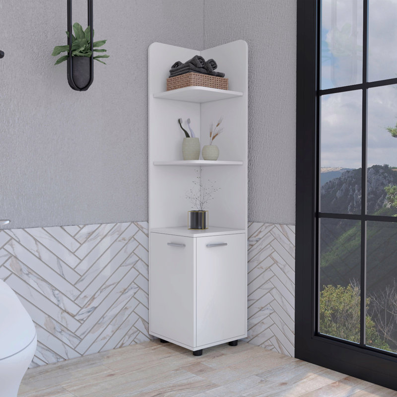 Armoire de coin haute 62H "avec tablette à 3 niveaux et 2 portes