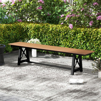 1 Pcs Patio Extra Long Bench Outdoor Long Chair For 4 Weatherproof Hdpe Seat by Gracie Oaks