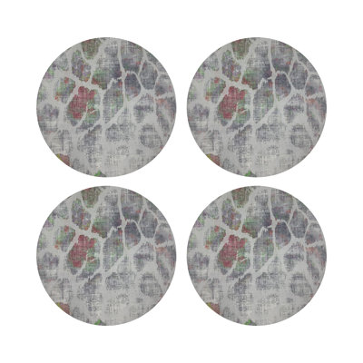 Giraffe Vegan Leather Round Pebble Placemat