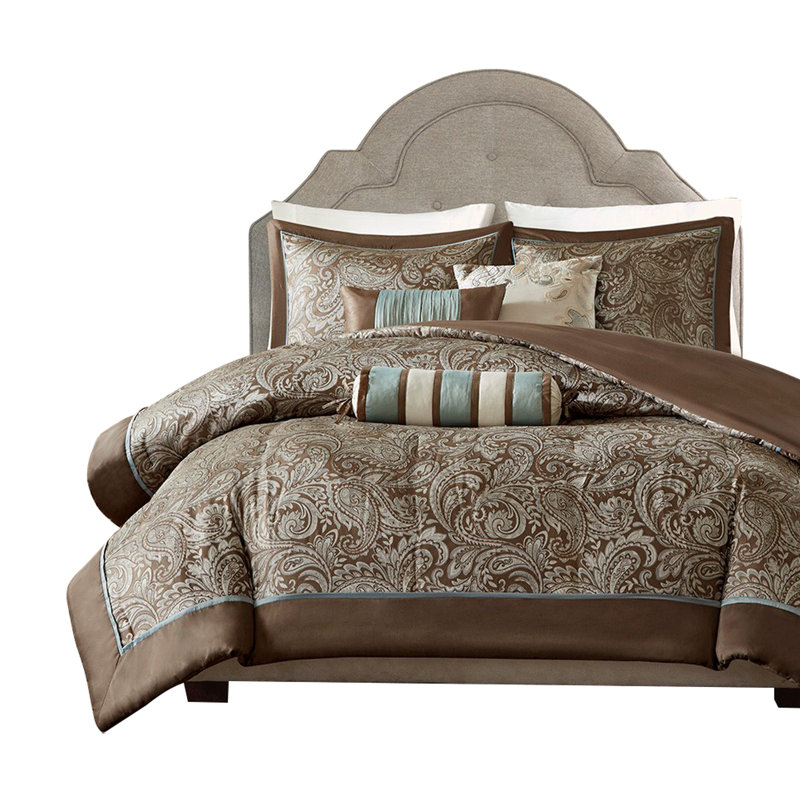Housse de couette pour très grand lit / très grand 6 pièces - Platine et taupe 100% tendance
