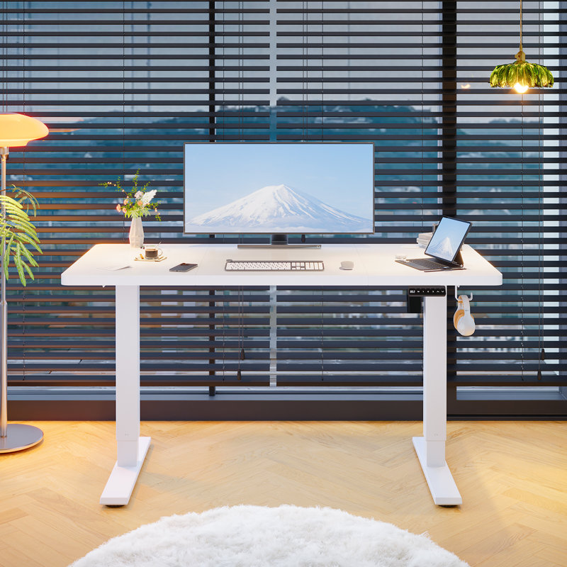 110/130/150 Cm W T-Shaped Standing Desk, White, 110 cm W x 60 cm D, White