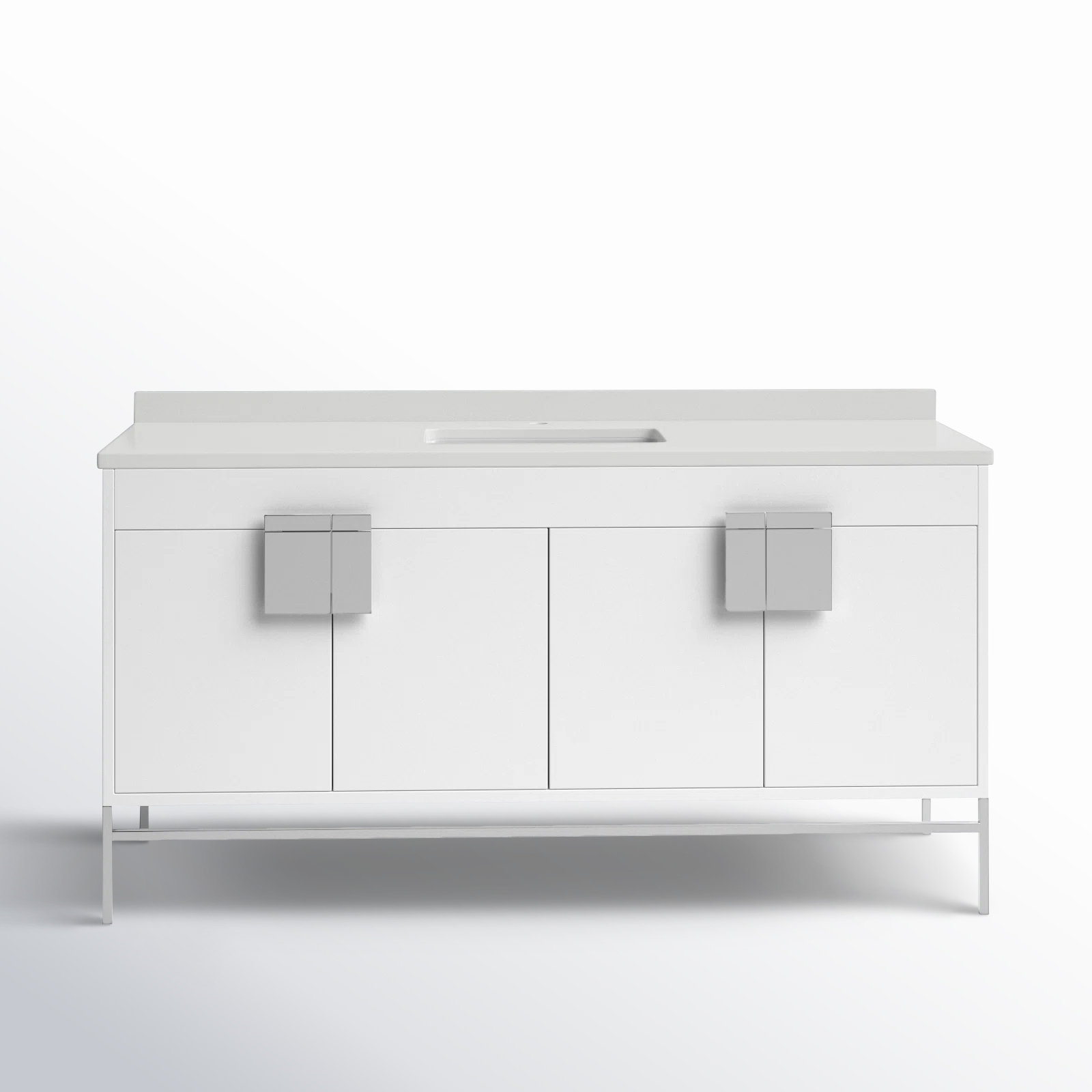 Maisie 60 " Single Bathroom Vanity, White, Polish Chrome