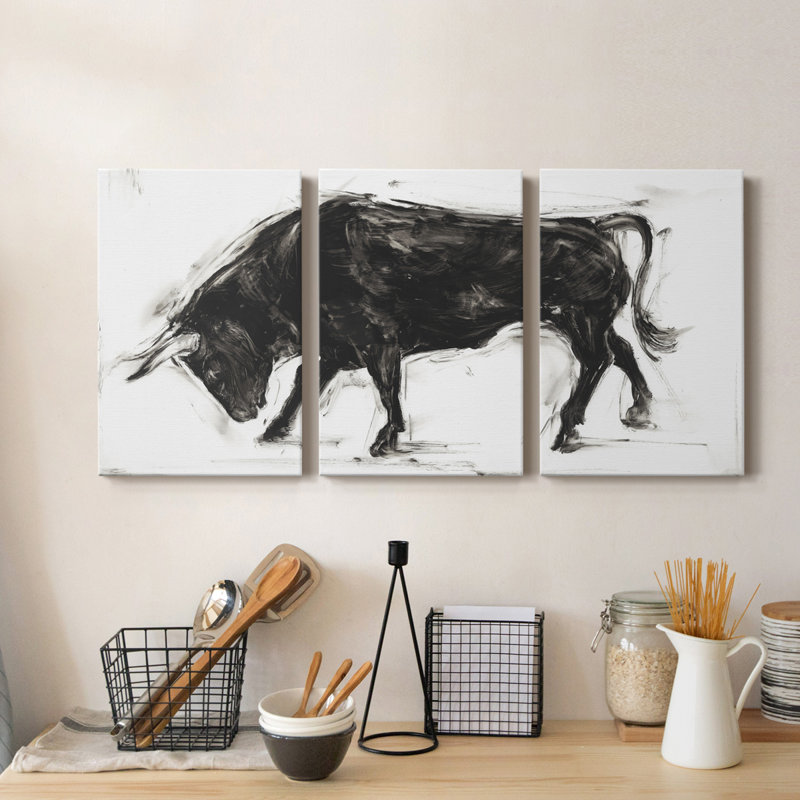 Toro I - Toile tendue avec châssis de qualité supérieure - Prêt à être accroché, H 27 po x l 54 po x P 1 po
