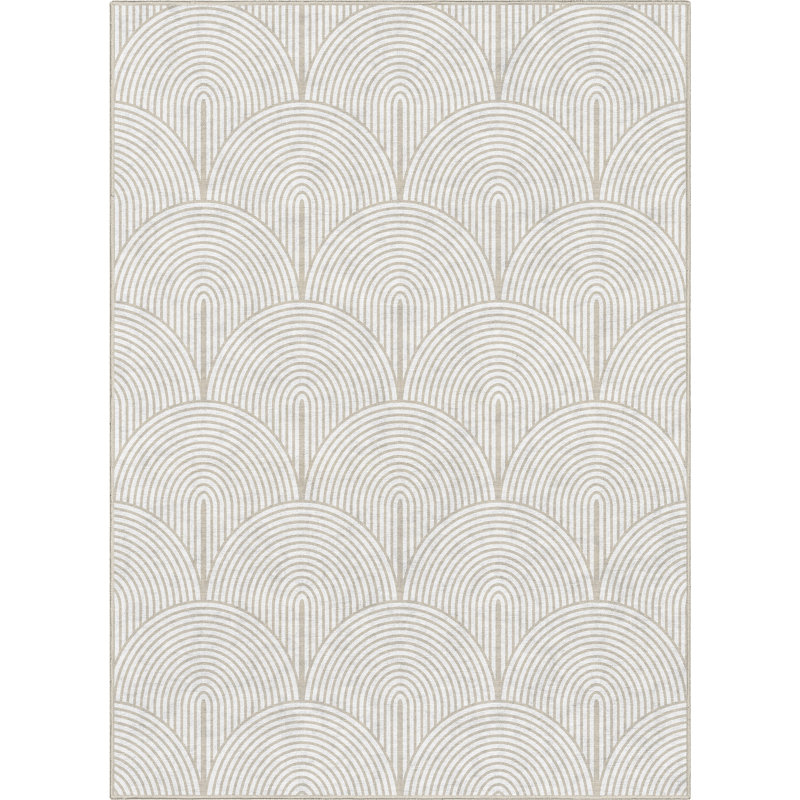 Kehr Echo Arch Pattern Beige Flatwoven Rug – Easy Clean & Durable, Rectangle 7'3" x 5'3"