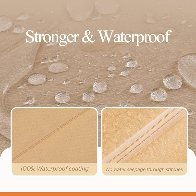 Premium Waterproof Outdoor Patio Sofa Cover: Latest Rip-Stop Fabric, 3-Year Warranty, 35" H x 87" W x 42" D, Beige/Coffee