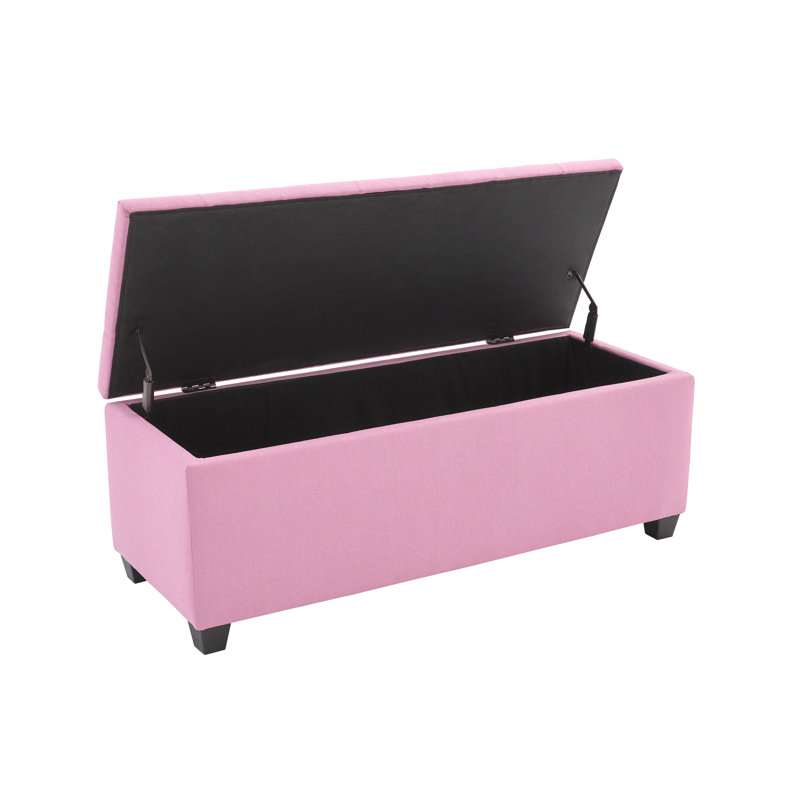 Banc de rangement rembourré en tissu Bacca, Rose