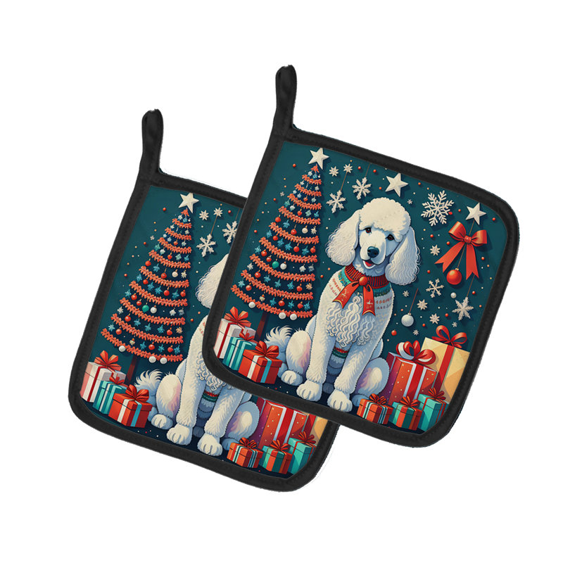 Paire de porte-casseroles Poodle Christmas