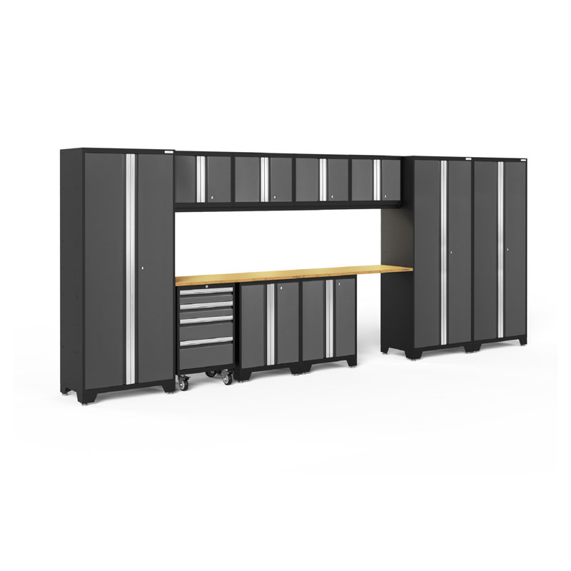Bold Series 12 Piece Complete Garage Storage System Set, Bamboo, Gray