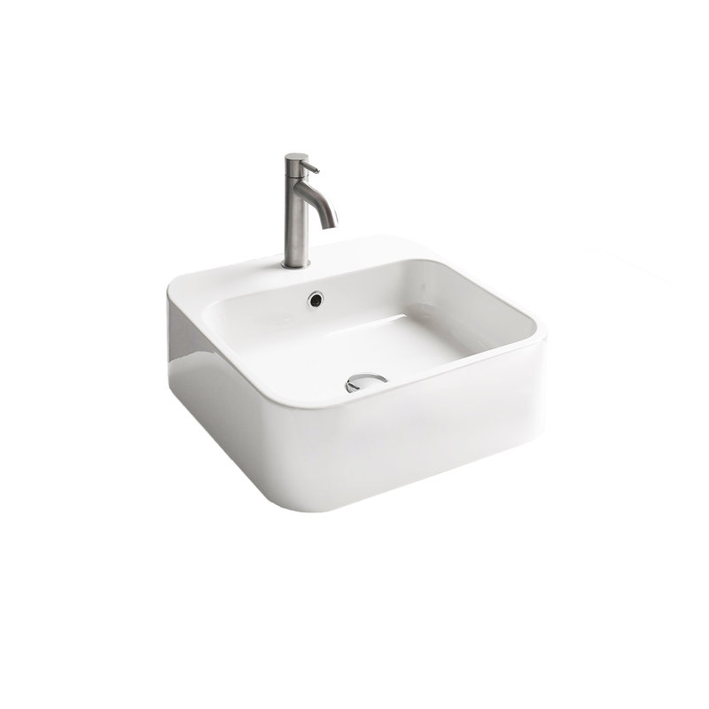 Cosa 18.9'' L Bathroom Sink, Single Hole, Glossy White