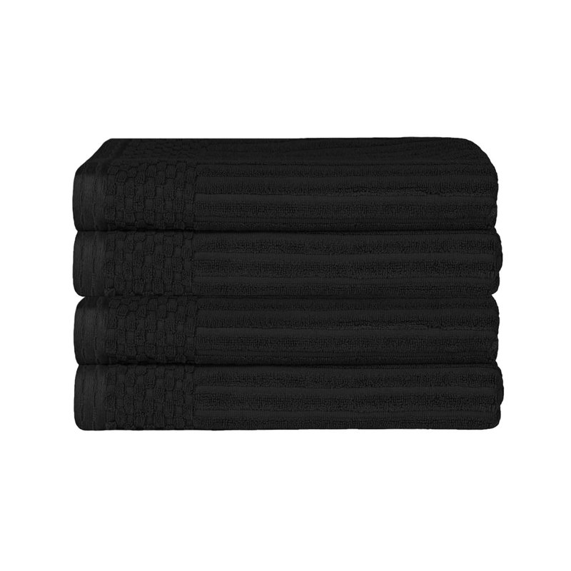 Serviette de bain épaisse absorbante en coton côtelé, Noir