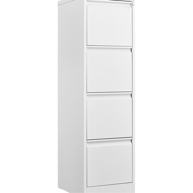 Metal Office File Cabinet - 4 Drawers With Locking Feature Stores A4 Legal/Letter Size White Finish Lockable 4 Enhances Look Fits